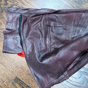 Spanx Burgundy Faux Leather Leggings - M